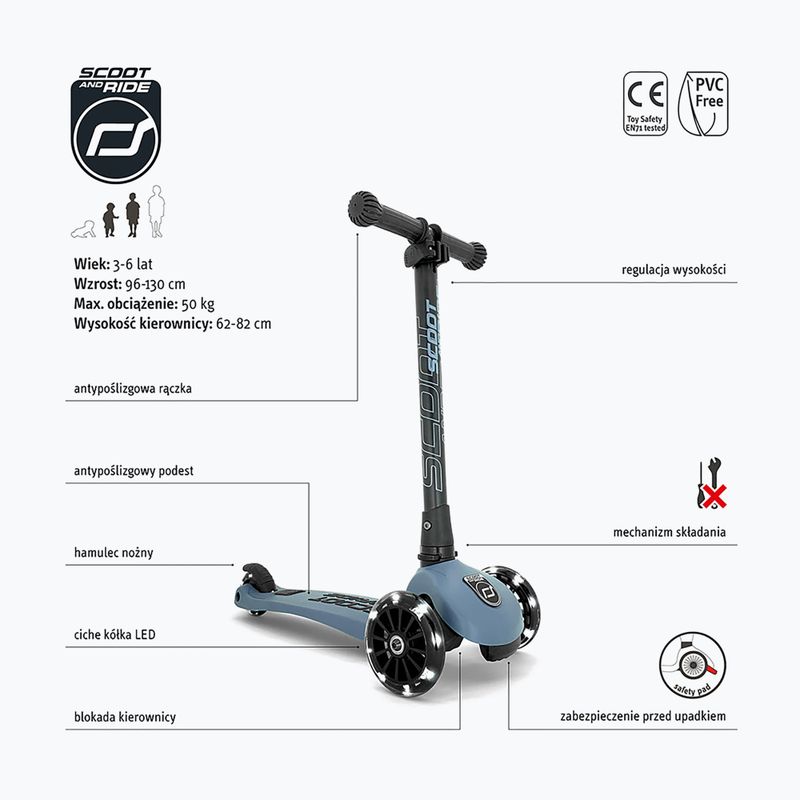 Scoot&Ride Highwaykick 3 LED детски скутер син 95030010 2