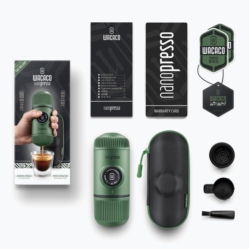 Преносима кафемашина Wacaco Nanopresso 80 ml + калъф зелен мъх 2