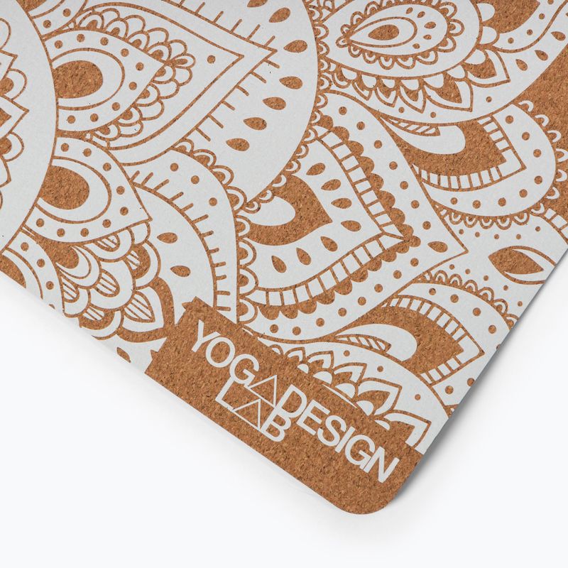 Yoga Design Lab Корк 5,5 мм кафяв Мандала Бяла постелка за йога 3
