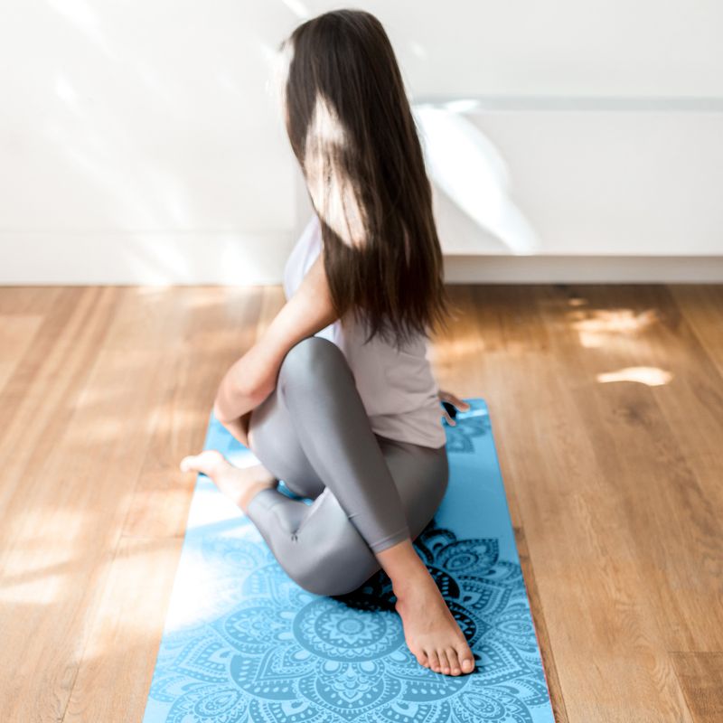 Yoga Design Lab Flow Pure 6 мм синя мандала Aqua постелка за йога 5