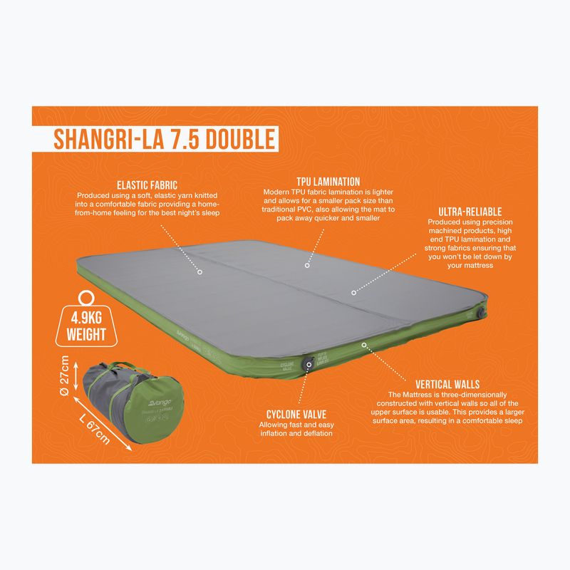 Самонадуваема постелка Vango Shangri-La II 7,5 Double cloud grey/green 8