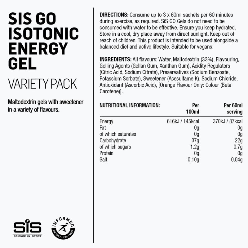 Изотоничен гел Science in Sport GO Isotonic Energy 7 x 60 ml apple/limlem/blkcurnt/troal/pnkgrape/orang/pinple 2