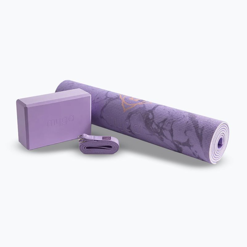 Комплект за йога Myga Chakra Yoga Set mat + block + purple strap 2
