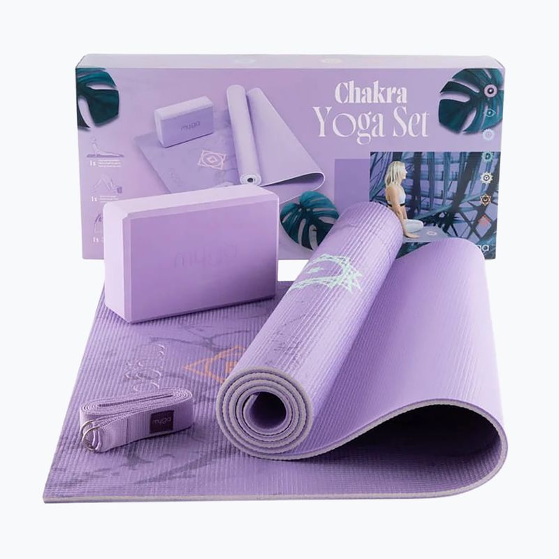 Комплект за йога Myga Chakra Yoga Set mat + block + purple strap 3