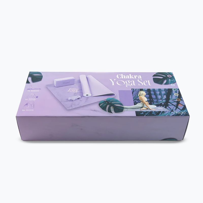 Комплект за йога Myga Chakra Yoga Set mat + block + purple strap 9