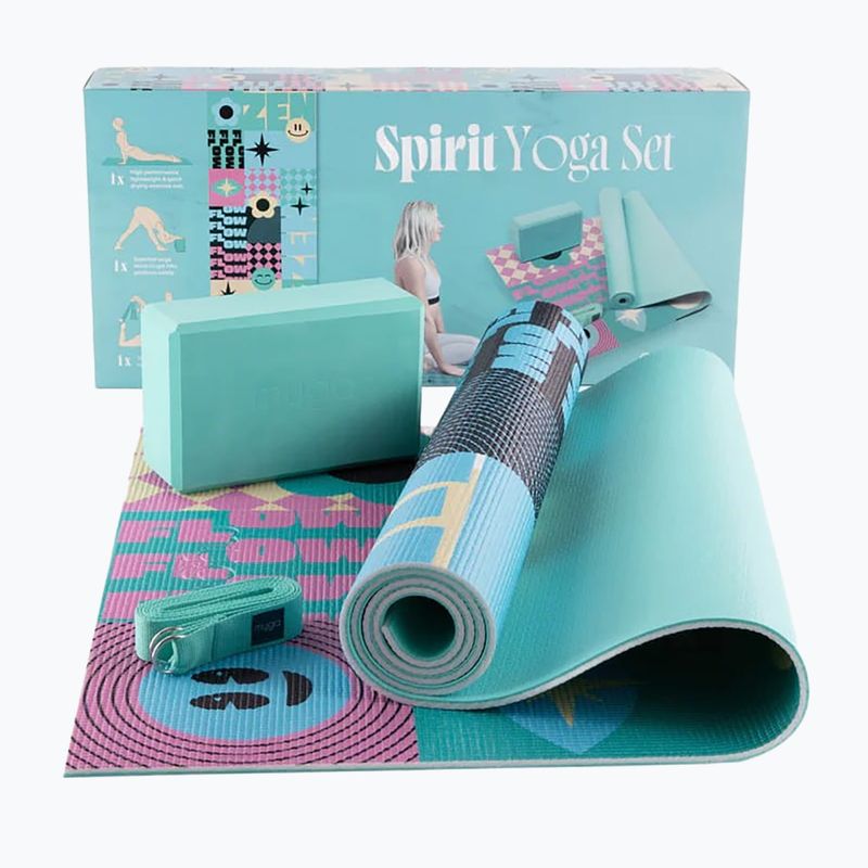 Комплект за йога Myga Spirit Yoga Set mat + block + turquoise strap 11