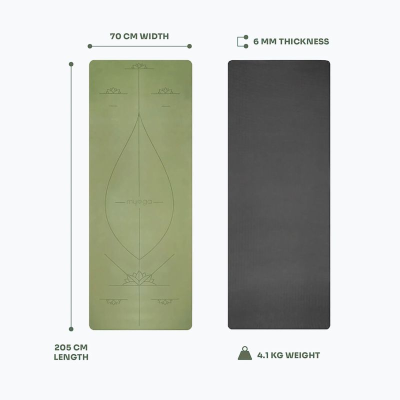 Постелка за йога Myga Alignment XL 6 mm green 6