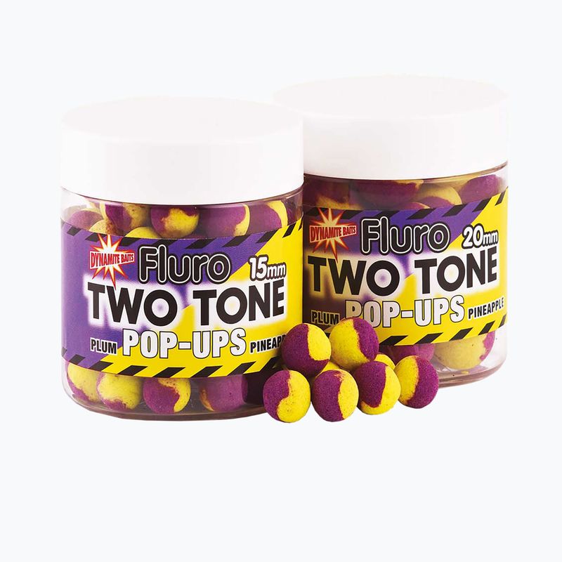 Dynamite Baits Fluoro Pop Up 2 Tone Plum & Pineapple Yellow/Purple Плаващи топчета за шаран ADY040600