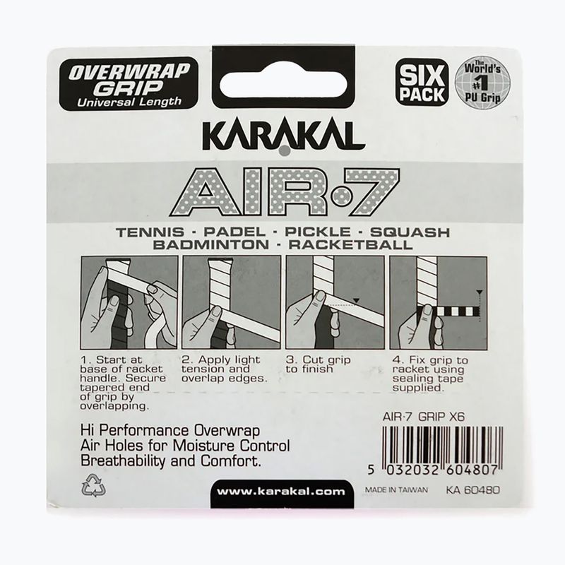 Грип за скуош Karakal Air 7 Overwrap Grip 6 pack pink 2