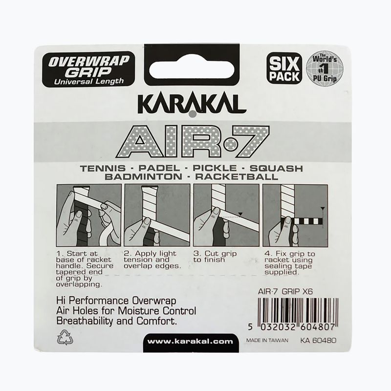 Грип за скуош Karakal Air 7 Overwrap Grip 6 pack orange 2