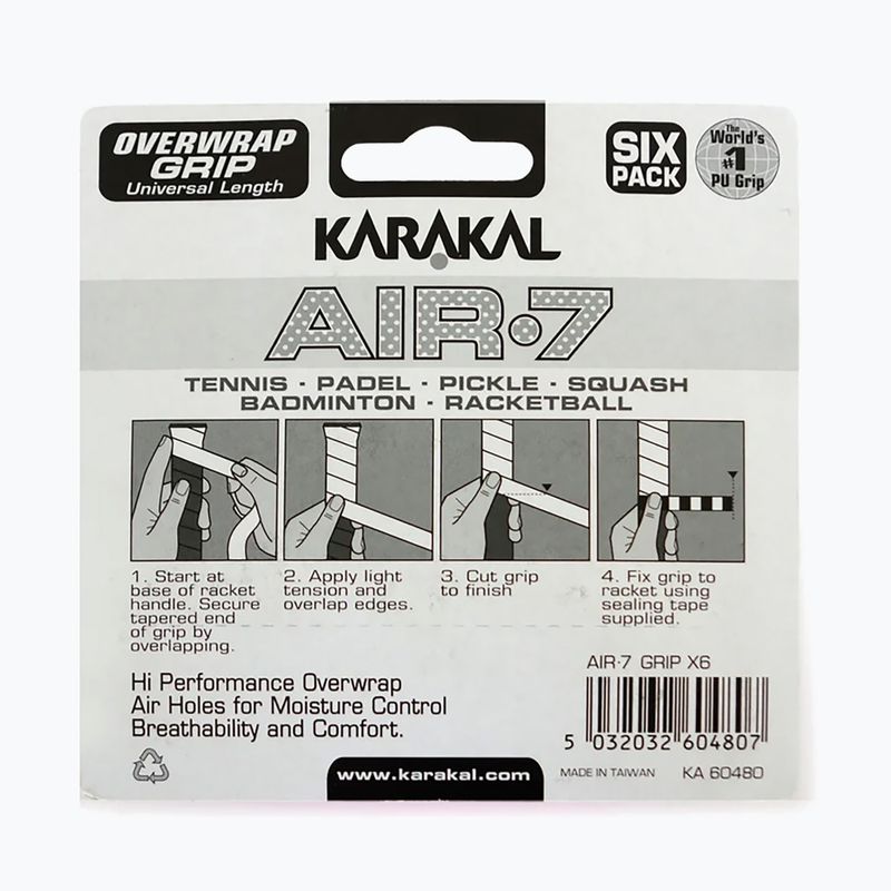 Грип за скуош Karakal Air 7 Overwrap Grip 6 pack lime 2