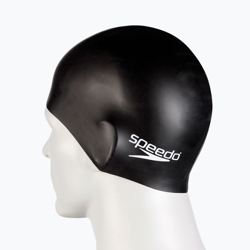 Speedo Обикновена плоска силиконова плувна шапка черна 68-70991 4