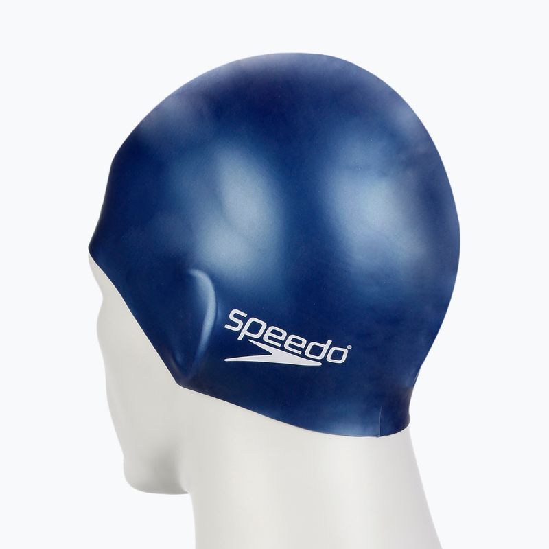 Speedo Обикновена плоска силиконова шапка за плуване тъмносиня 68-70991 4