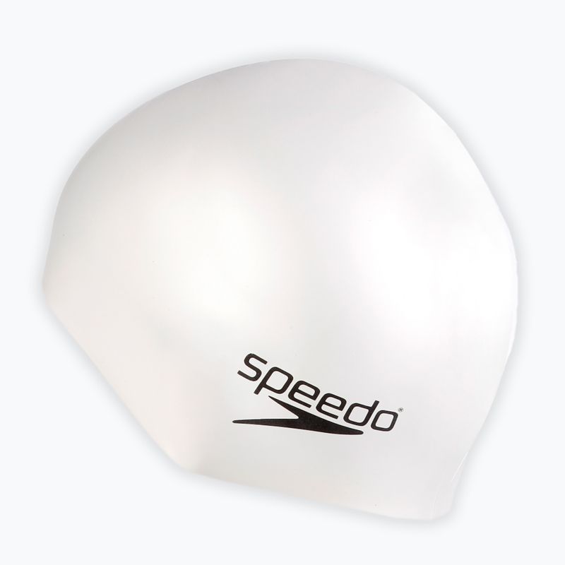 Speedo Обикновена плоска силиконова шапка бяла 8-709910010 3