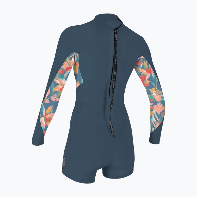Дамски неопренов костюм за плуване O'Neill Bahia 2/1 Back Zip LS Spring copen blue/painted tropics/copen blue 2