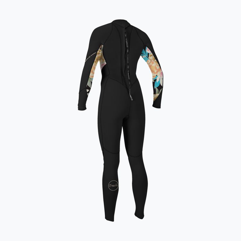 Дамски неопренов костюм O'Neill Bahia 3/2 Back Zip Full black/mikah floral/black 2