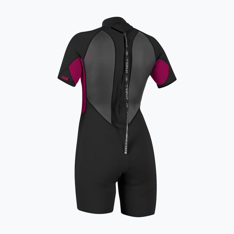 Дамски неопренов костюм за плуване O'Neill Reactor-2 2mm Back Zip SS Spring IS7 black/punk pink 2