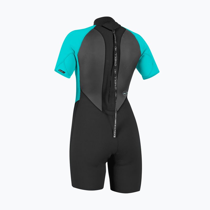 Дамски неопренов костюм за плуване O'Neill Reactor-2 2mm Back Zip SS Spring IS7 black/light aqua 2