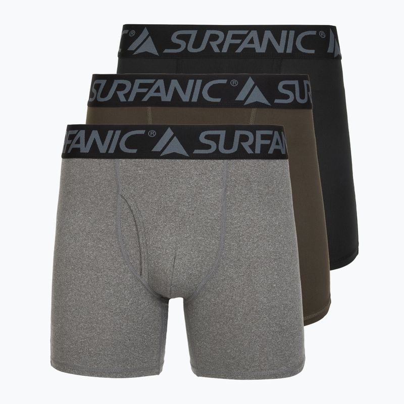 Мъжки термоактивни боксерки Surfanic Carbondri 3 чифта black/grey/khaki