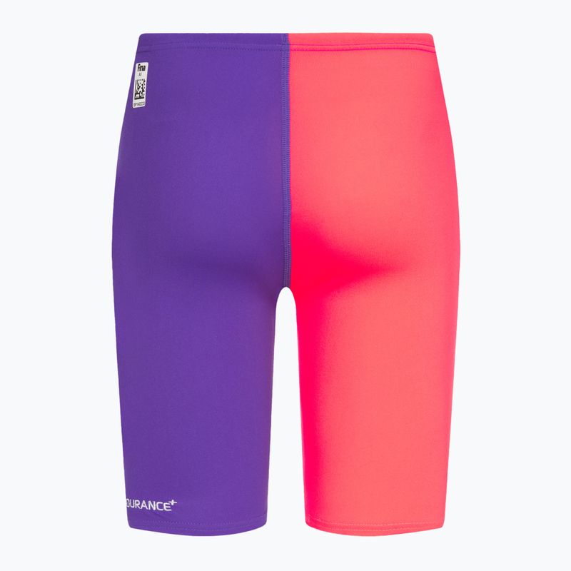 Детски бански Speedo Endurance+ с висока талия лилаво/червено 2