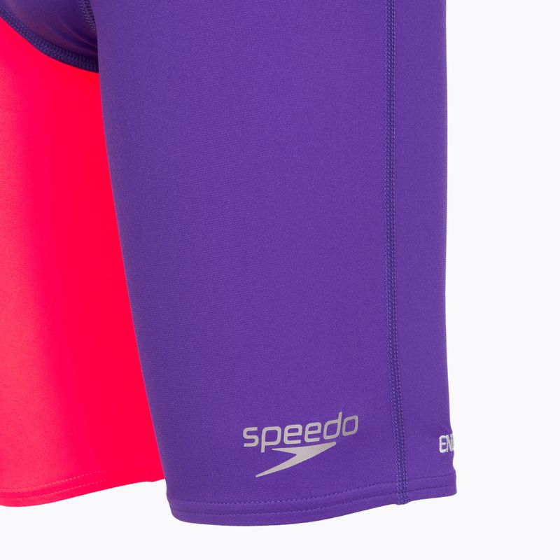 Детски бански Speedo Endurance+ с висока талия лилаво/червено 3