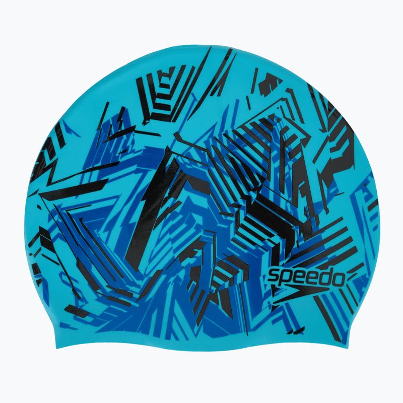 Детска шапка за плуване Speedo Slogan Print синьо/черно