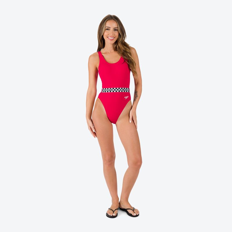 Speedo Дълбок дамски бански с коланче Red 12363F338 2