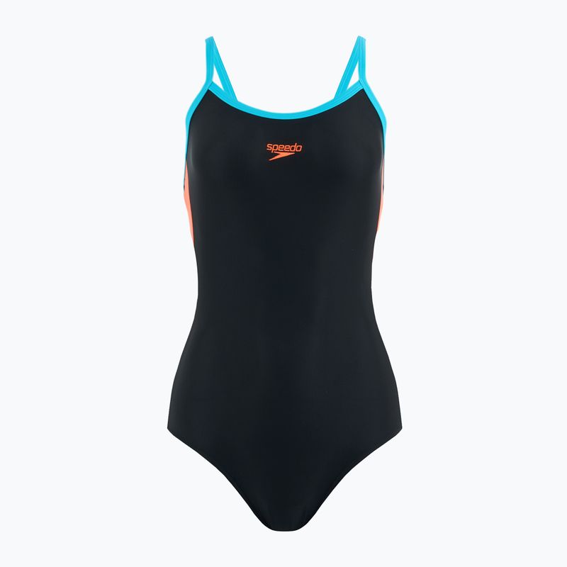 Дамски бански костюм от една част Speedo Dive Thinstrap Muscleback black / volcanic orange