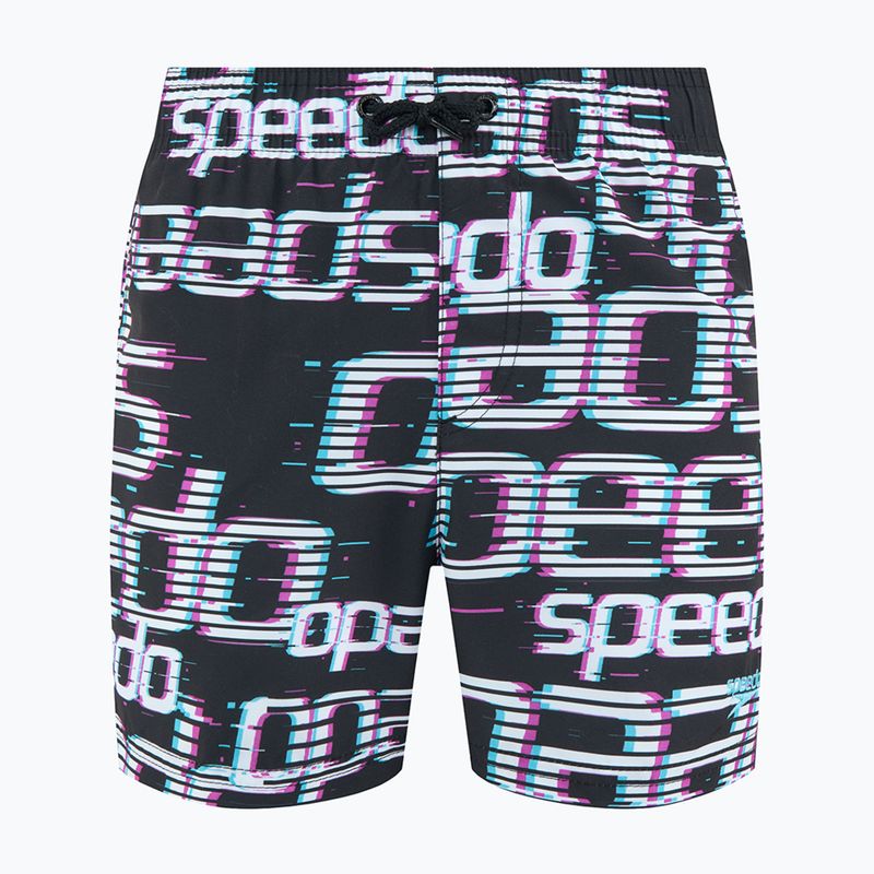 Детски шорти за плуване Speedo 13" Printed 13" logo black / white / diva