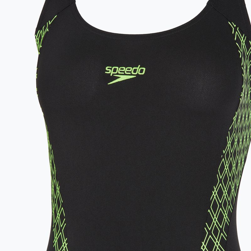 Дамски цял бански костюм Speedo Panel Muscleback black/green 3