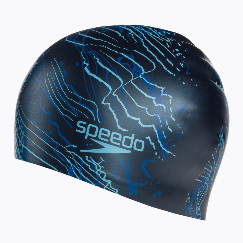 Speedo Шапка за плуване с дълъг косъм с печат в тъмносиньо 68-11306 2