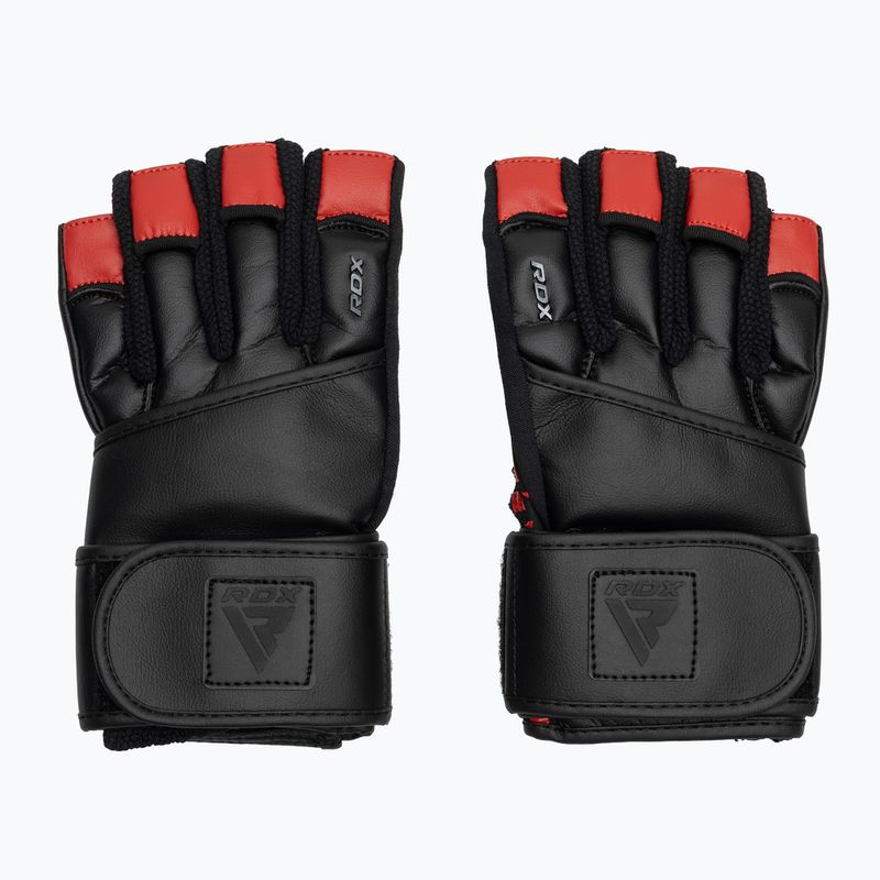 Тренировъчни ръкавици RDX L4 Finger Weightlifting Leather red/black 2