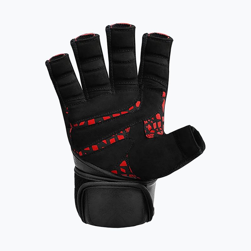 Тренировъчни ръкавици RDX L4 Finger Weightlifting Leather red/black 4