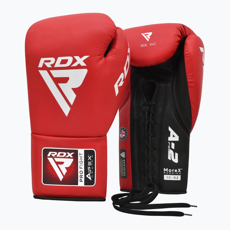 Боксови ръкавици RDX Apex Competition Fight Lace Up Boxing red