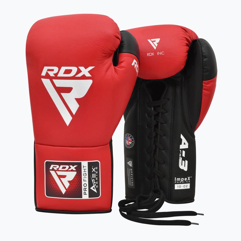 Боксови ръкавици RDX Pro Fight Apex Competition Lace Up red