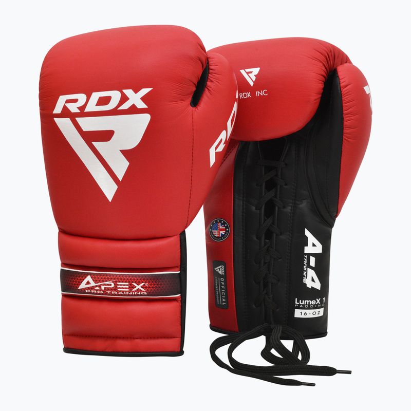 Боксови ръкавици RDX Apex Lace Up Training Sparring Boxing red