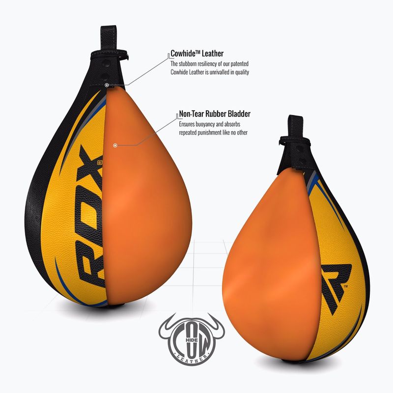 Боксова топка RDX Speed Ball Leather Multi черна и жълта 2SBL-S2YU 5