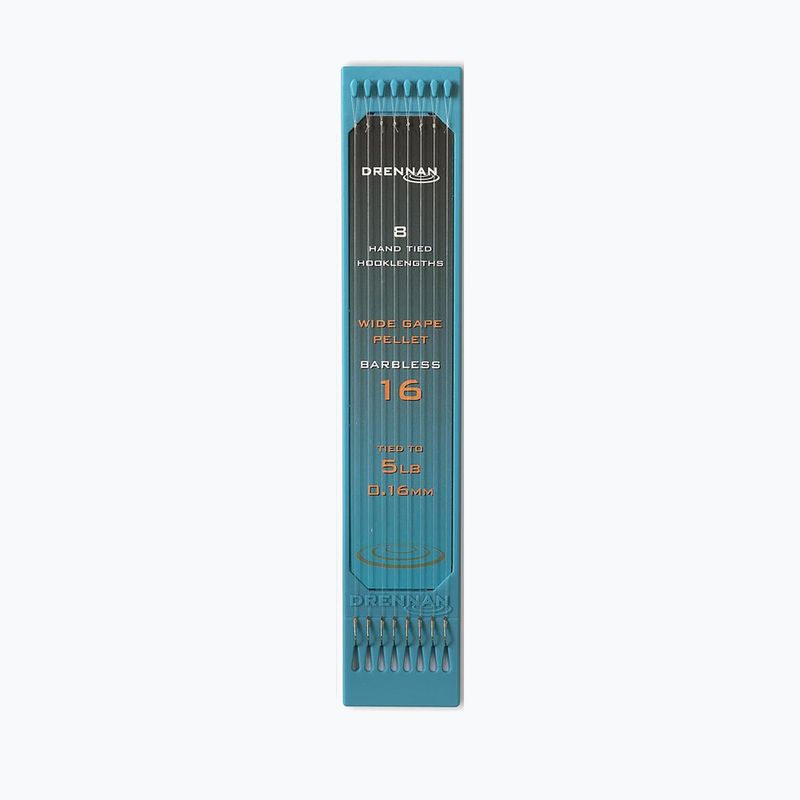 Drennan Wide Gape Pellet Htn Plate hab methodod leader, barbless + line 8 pcs clear HNPWGP616