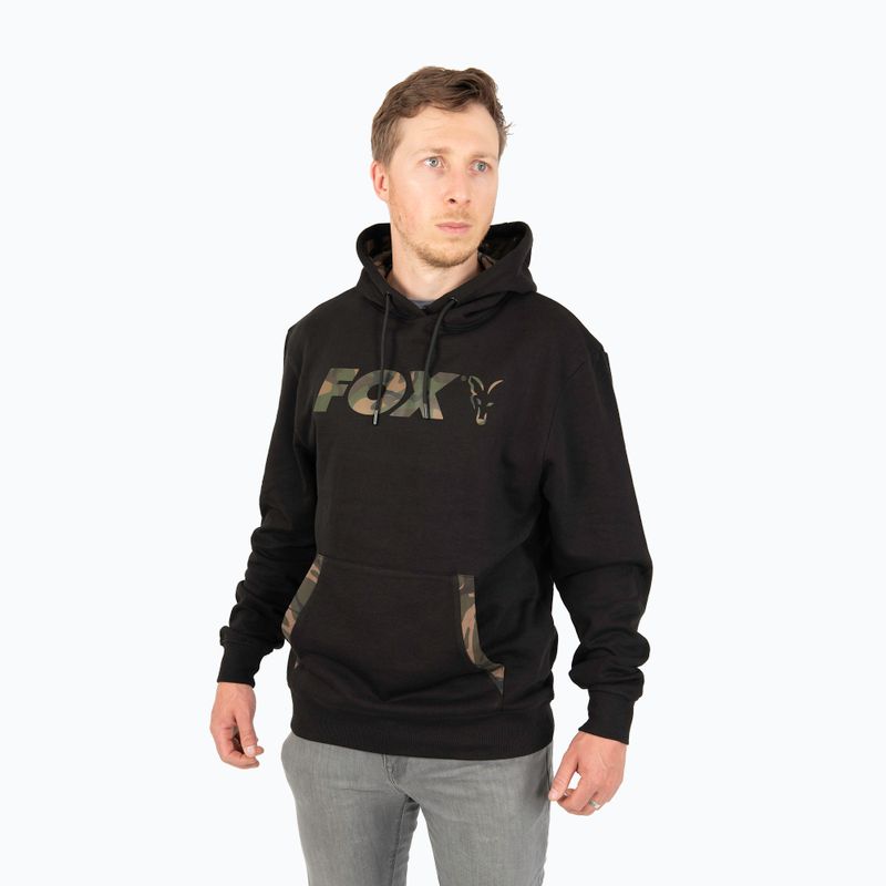Суитшърт за риболов с качулка Fox LW Print Pullover черен CFX1 2