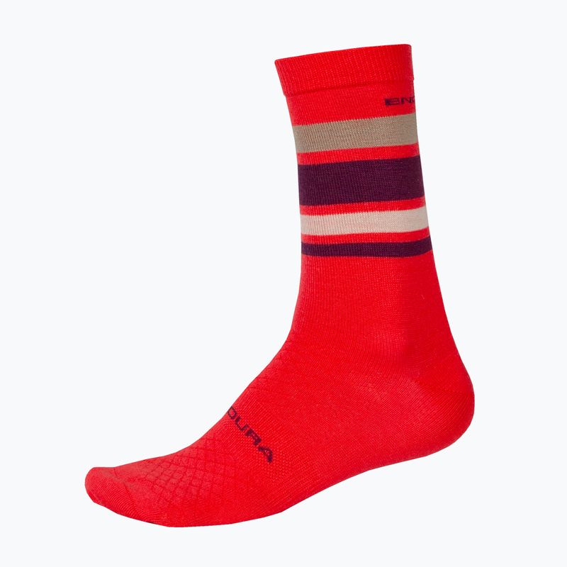 Чорапи за колоездене Endura BaaBaa Merino Stripe granate