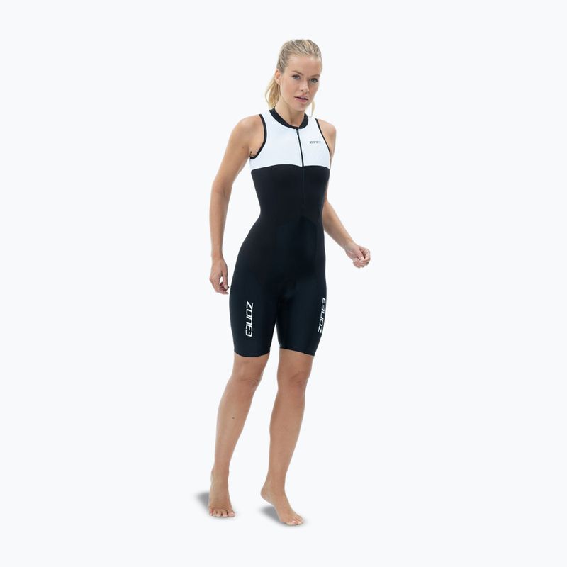 Дамски гащеризон за триатлон ZONE3 Lava Long Distance Trisuit black/white/green 3