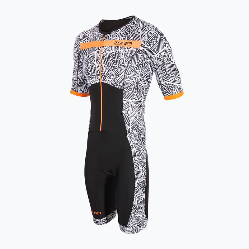 Мъжки костюм за триатлон ZONE3 Activate+ Kona Speed Short Sleeve Trisuit черен/бял/оранжев