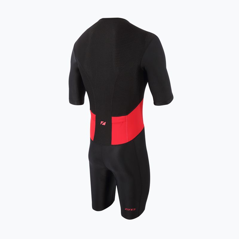 Мъжки костюм за триатлон ZONE3 Activate с къс ръкав и цип black/red 2
