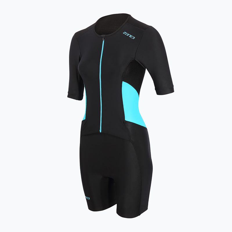Дамски костюм за триатлон ZONE3 Activate SS Full Zip black/turquoise
