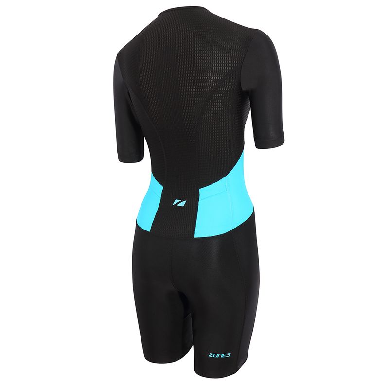 Дамски костюм за триатлон ZONE3 Activate SS Full Zip Trisuit black/turquoise 2