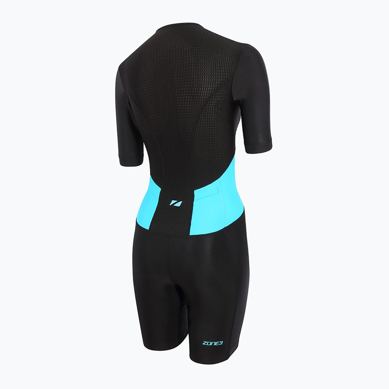 Дамски костюм за триатлон ZONE3 Activate SS Full Zip Trisuit black/turquoise 3