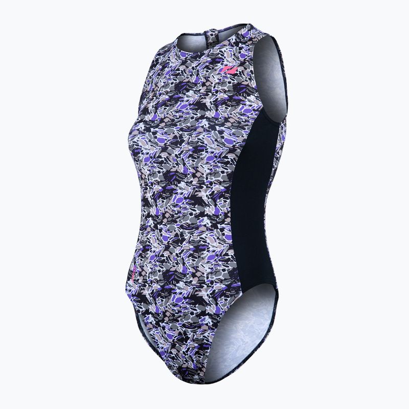 Дамски бански костюм от една част ZONE3 Pacific Koa High Neck black/green 4