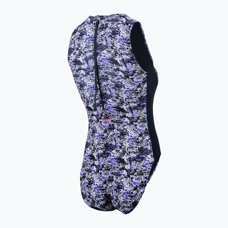 Дамски бански костюм от една част ZONE3 Pacific Koa High Neck black/green 5