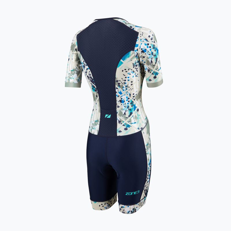 Дамски костюм за триатлон ZONE3 Activate+ Short Sleeve Trisuit sand storm/navy/sand 2