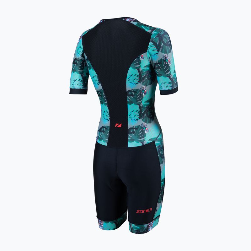 Дамски костюм за триатлон ZONE3 Activate+ Short Sleeve Trisuit tribal rush/black/khaki 2